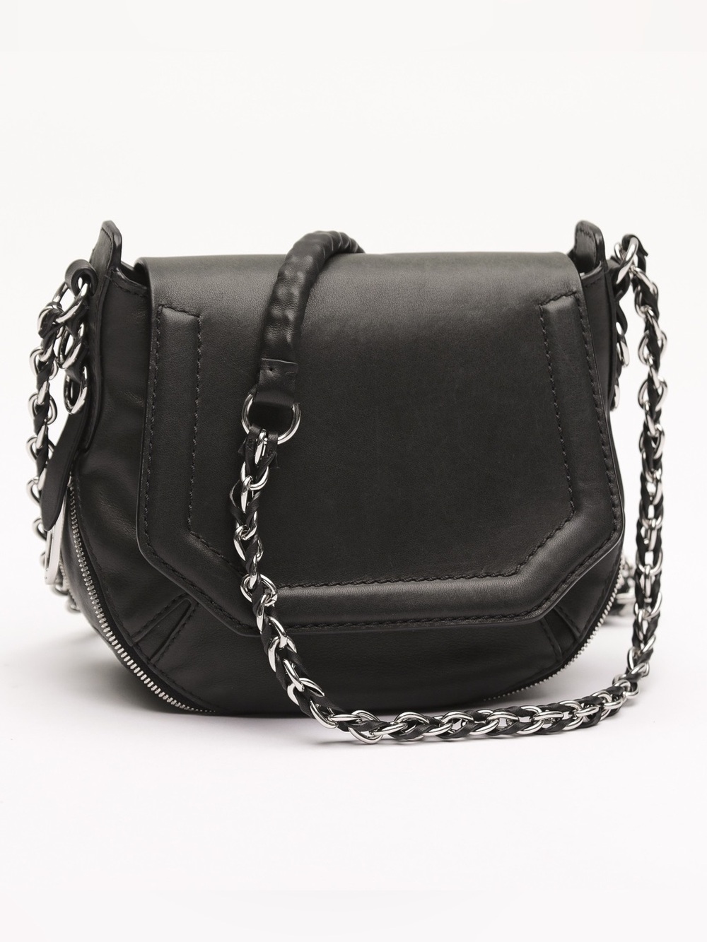 Rag and Bone Bradbury Expandable Leather Flap Bag Black Mini Crossbody Chain